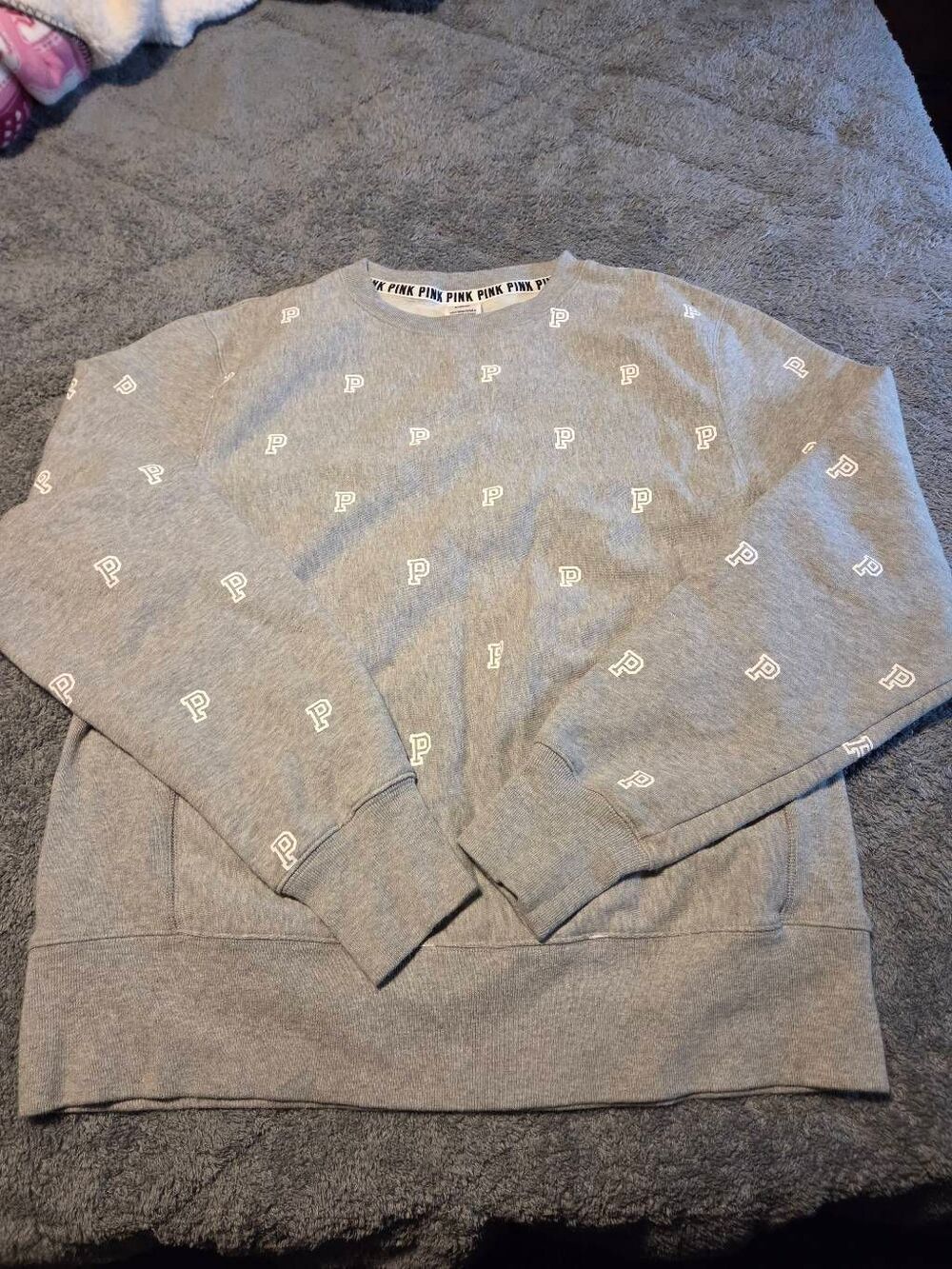 Victoria's Secret Pink Campus Pull Over Grey Sweatshirt